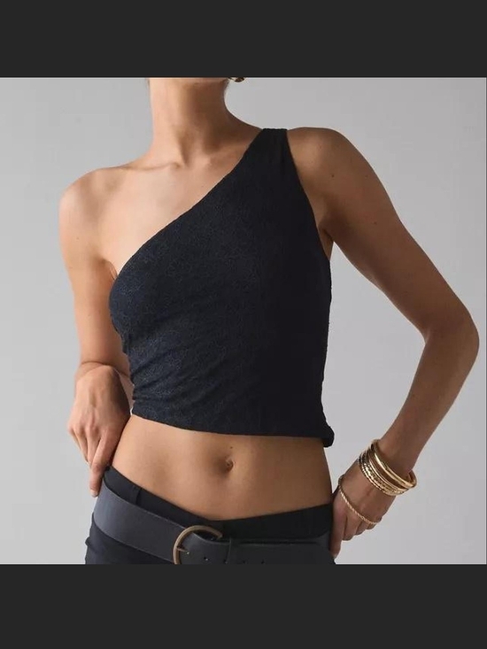 Urban Outfitters Tops - One-Shoulder Black Lace Crop Top